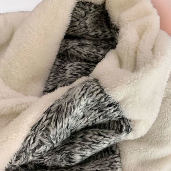 WHITE Faux Fir and Cable Knit Infinity Scarf NWOT - Picture 6 of 9